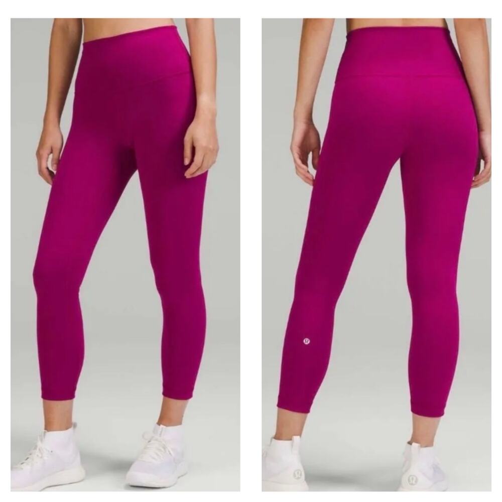 Lululemon Wunder Train High Rise Cropped 23” Magenta Leggings Size 6